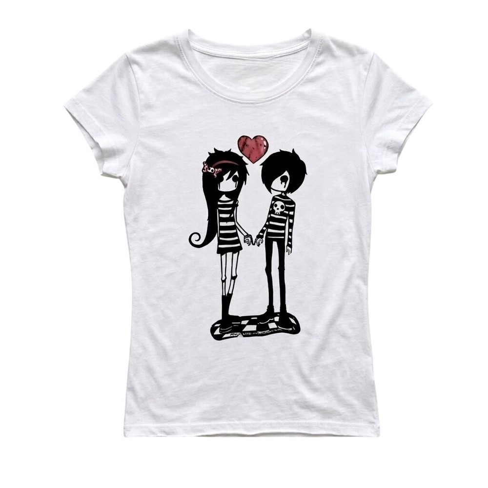 Emo Graphic Tee Womens Small White Excellent Emo Core Scene Goth Y2K Top